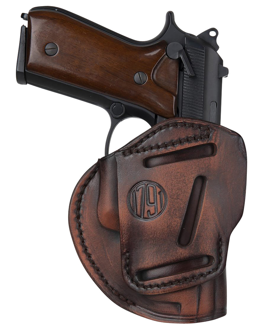 1791 Gunleather 3-Way IWB/OWB Size 06 Vintage Leather Holster for Beretta 92, Walther PPQ, Sig P320 - Ambidextrous