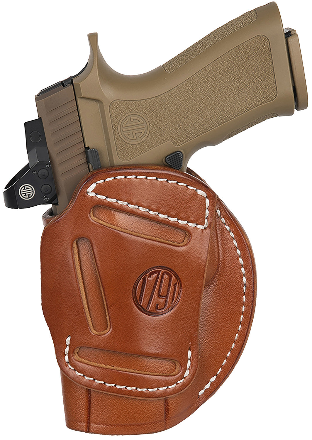 1791 Gunleather 4-Way IWB/OWB Size 06 Classic Brown Leather Holster Belt Clip - Fits Glock 17/Ruger American Right Hand