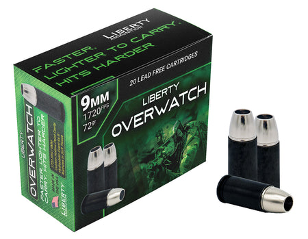 Liberty Ammunition LAOW9MM721700 OverWatch Open Cavity Design  72 Grain 9mm Luger/Parabellum