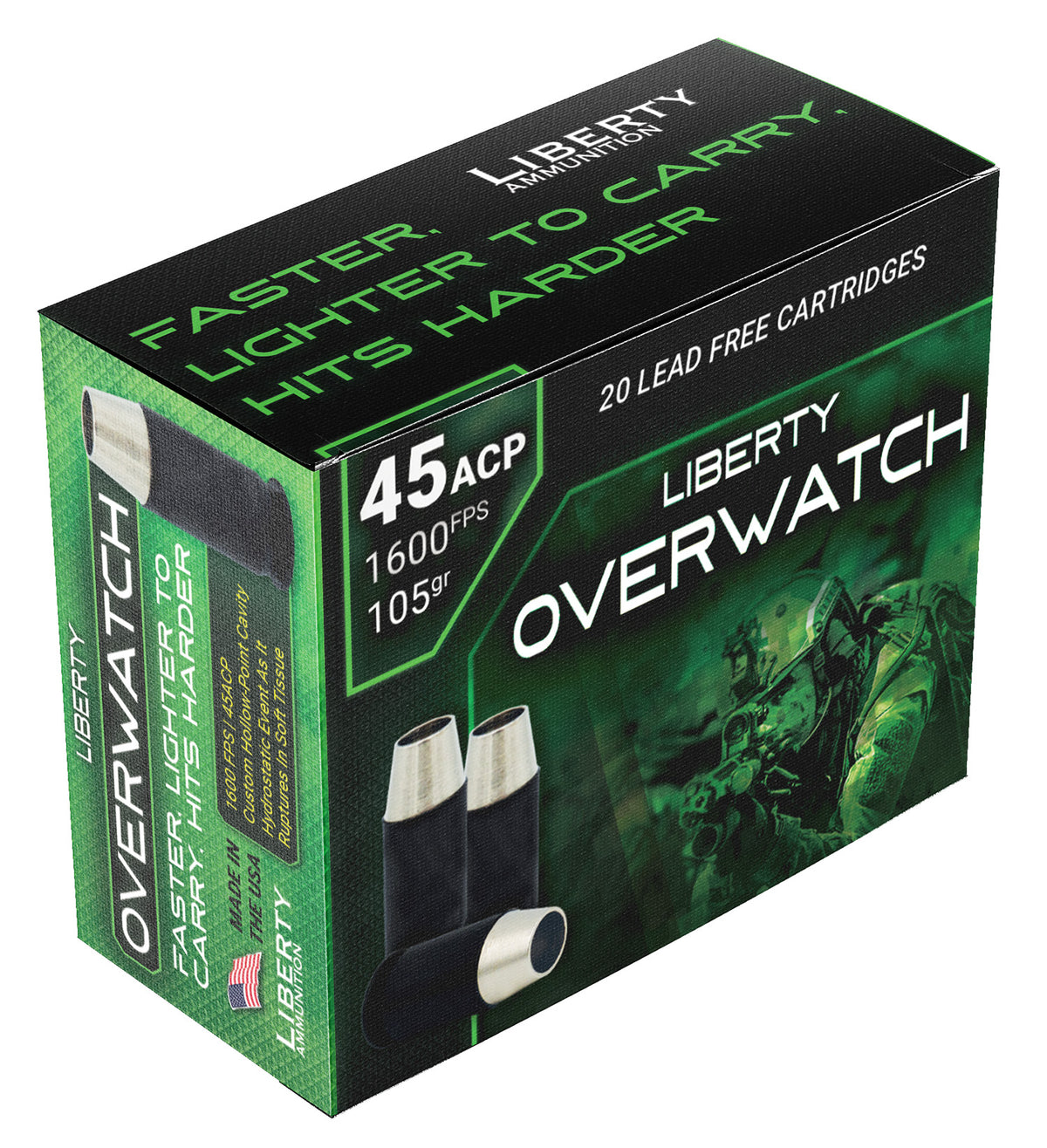 Liberty Ammunition LAOW451051600 OverWatch Open Cavity Design  105 Grain .45 ACP/Auto