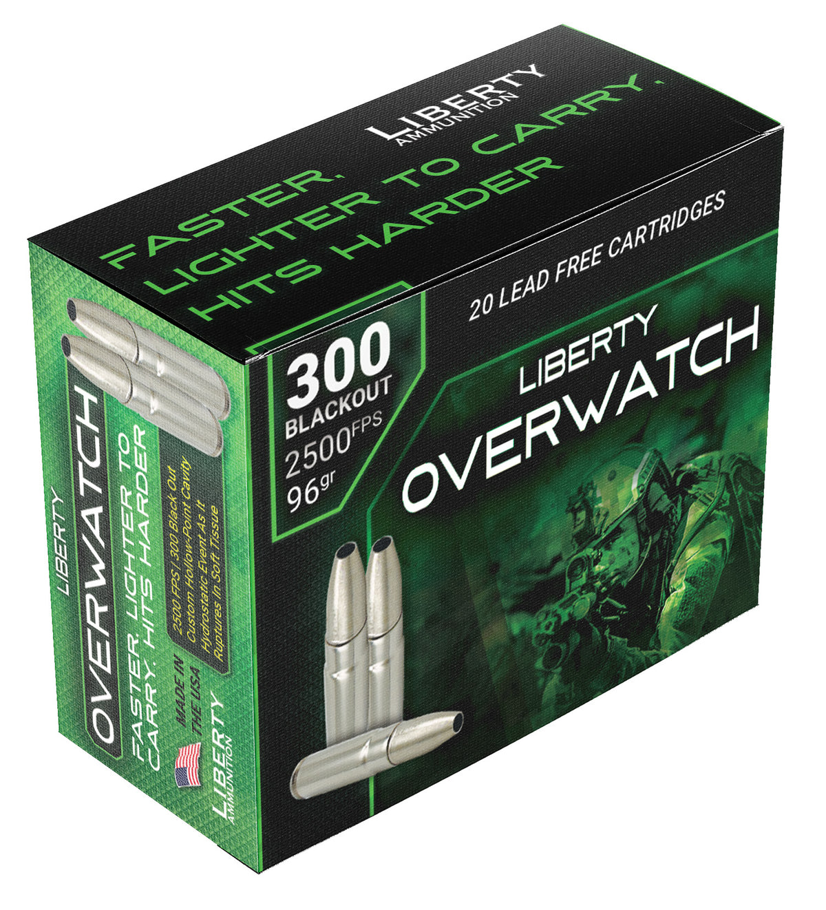 Liberty Ammunition LAOW300962500 OverWatch Open Cavity Design  96 Grain .300 AAC Blackout