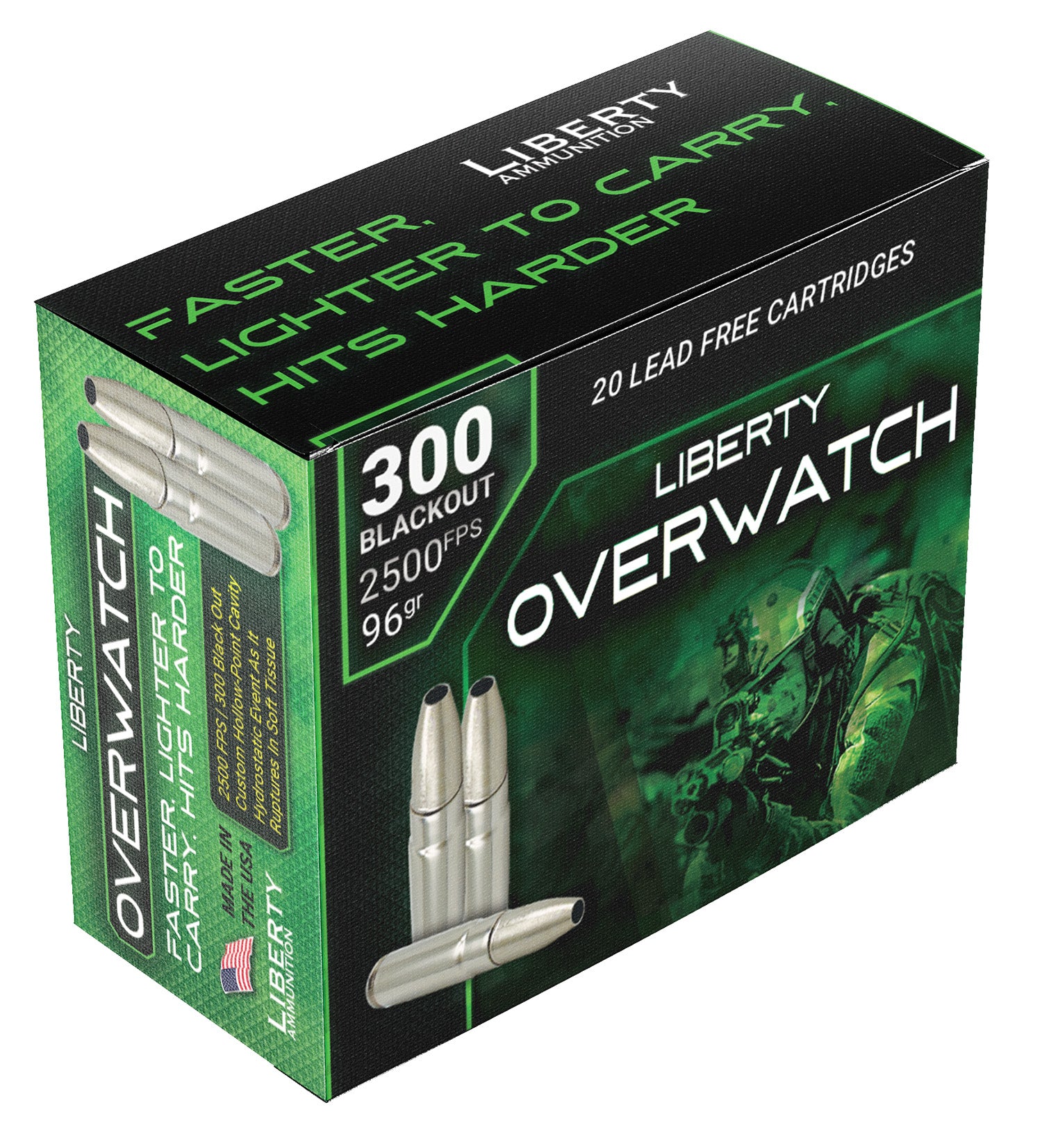 Liberty Ammunition LAOW300962500 OverWatch Open Cavity Design  96 Grain .300 AAC Blackout