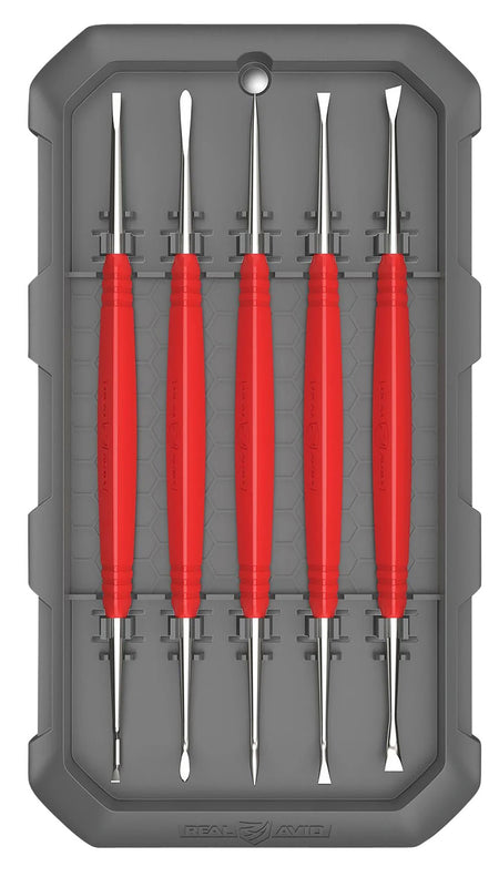 Real Avid Accu-Grip Steel Picks Red Rubber Handle 5-Piece Firearm Cleaning Set