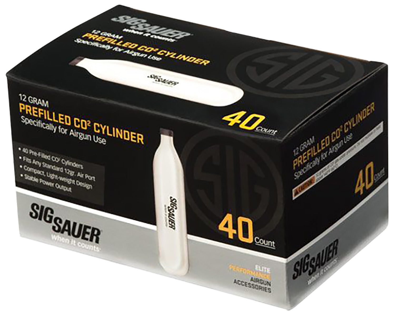 Sig Sauer Airguns AC1240 CO2 Cylinders 12 Gram Cartridges 40 Per Box