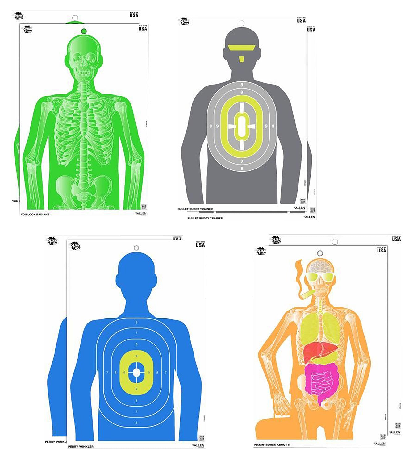 EZ-Aim Imposing Figure Silhouette Paper Shooting Targets, 12"x18", Multi-Color, 8 Pack