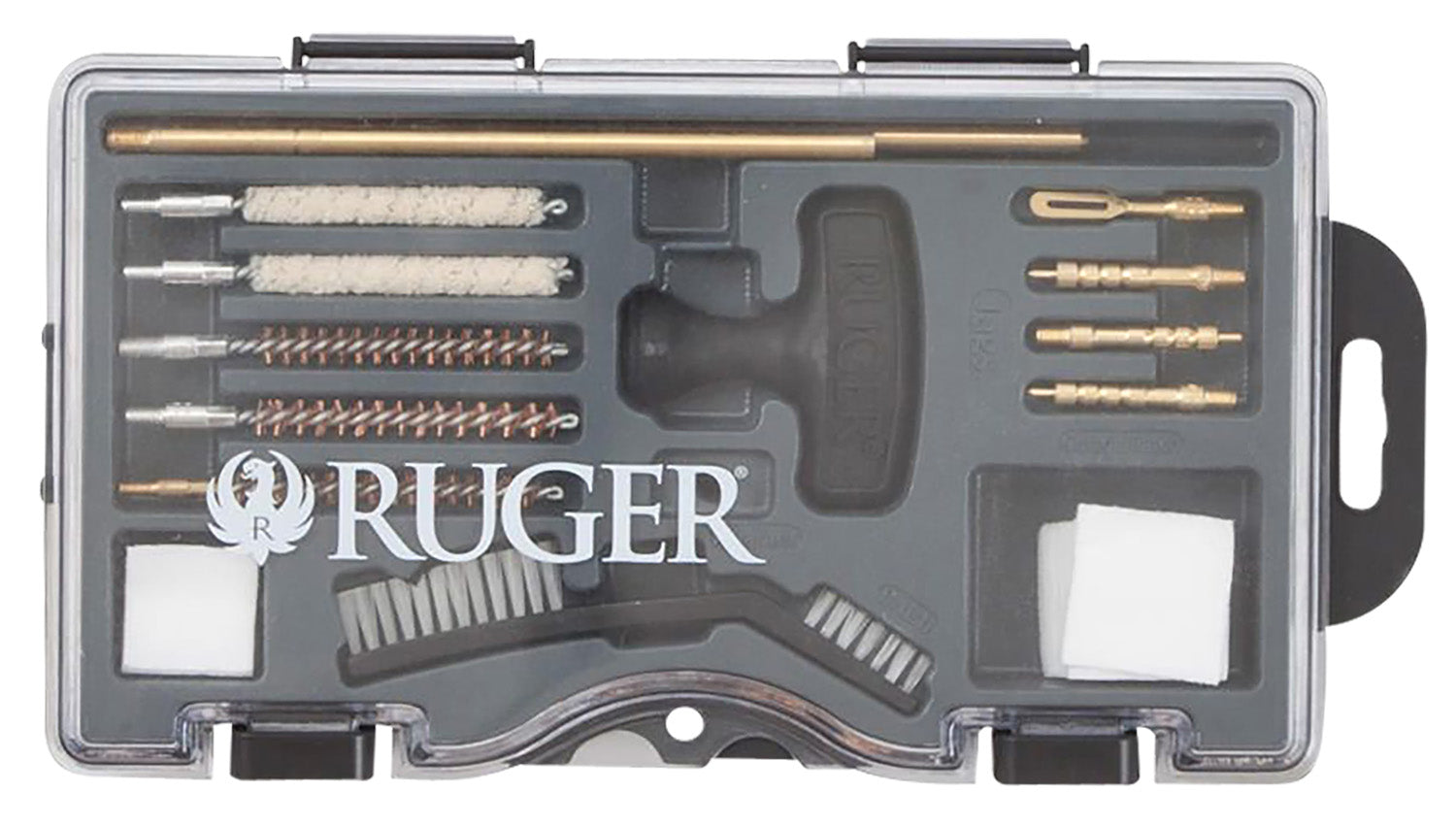 Ruger 27822 Rimfire .22 Cal Cleaning Kit Bronze Bristles 12-Piece Black Plastic Case