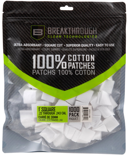 Breakthrough Clean BTCPS11000 Cotton Square Patches 243/270 Cal 1" 1000 Pack