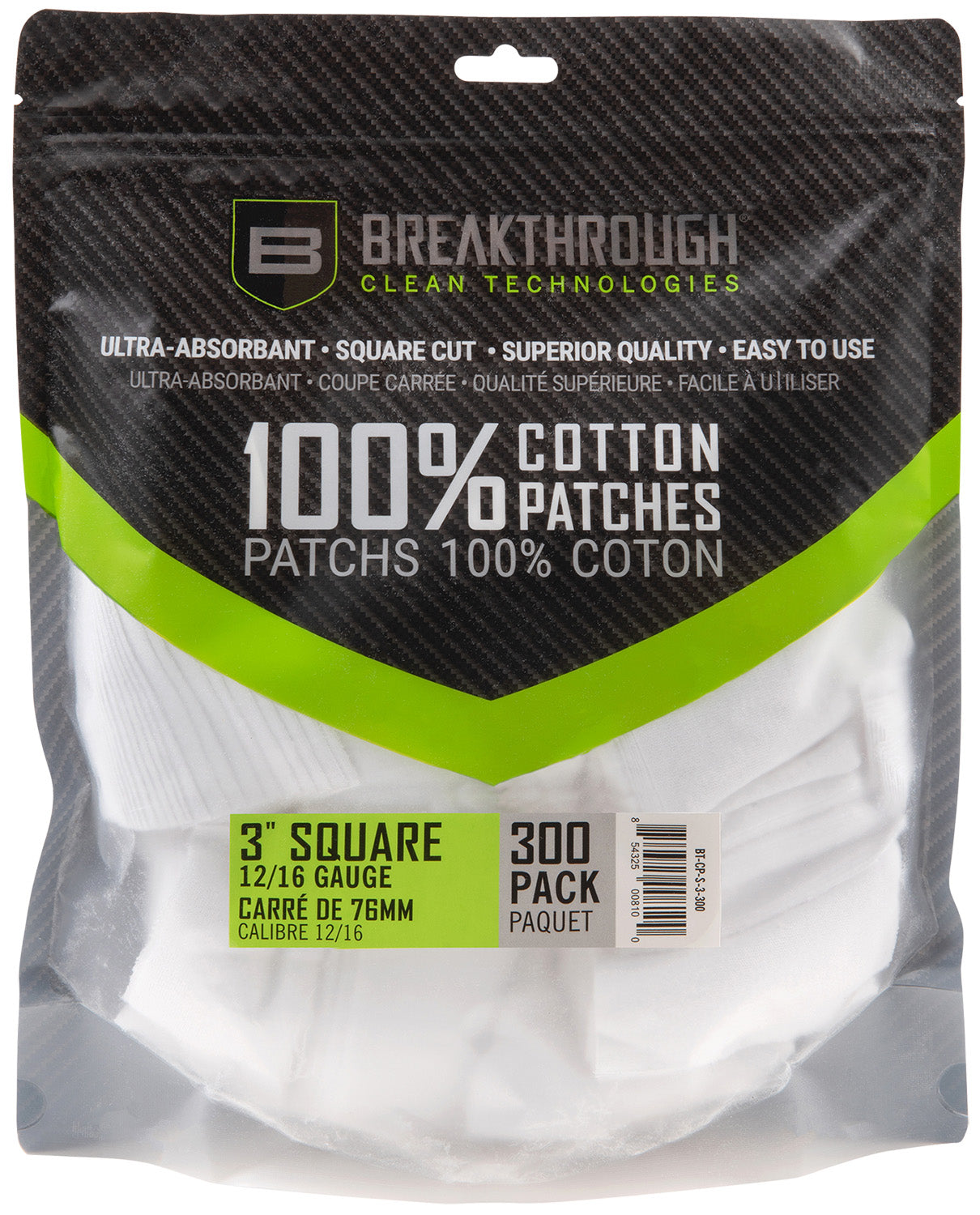 Breakthrough Clean BTCPS3300 Cotton Square Patches 12-16 Gauge 300 Pack