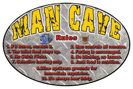 Rivers Edge Mancave Rules Tin Sign 12"x17"
