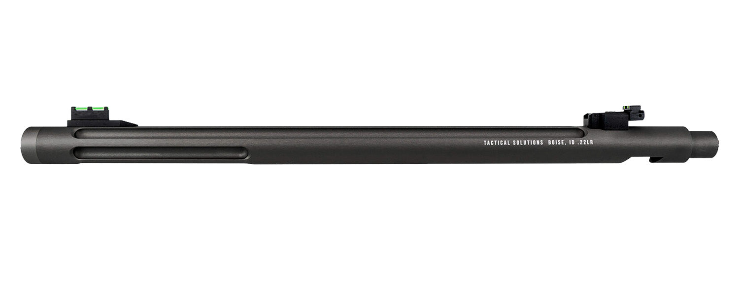 Tactical Solutions 1022OSMB X-Ring Open Sight Barrel 22 LR 16.50" Fluted & Threaded Matte Black with Fiber Optic Sight for Ruger 10/22