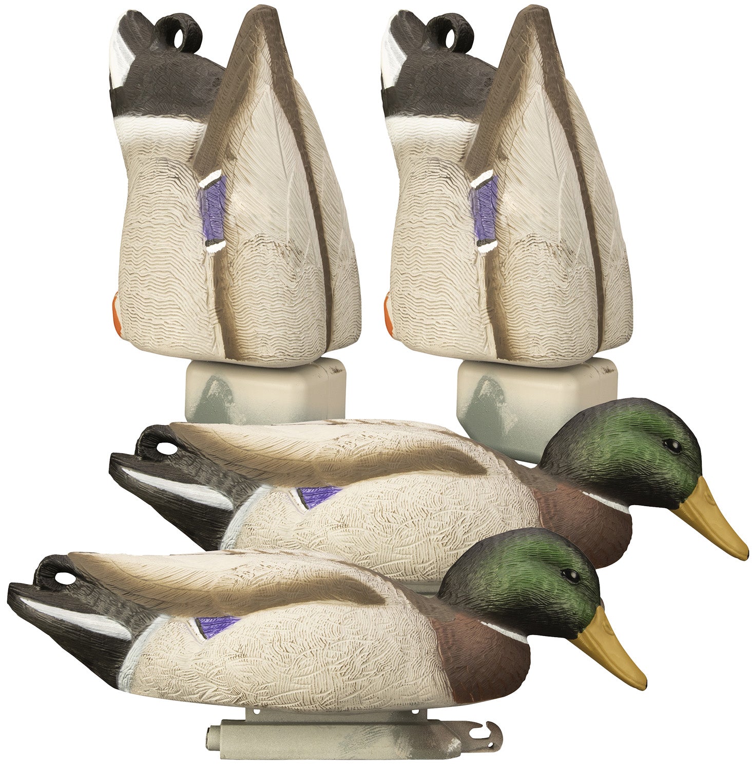 Higdon Outdoors 17023 Magnum Feeder Mallard Decoys Foam Filled UV Paint Multi-Color 4 Pack
