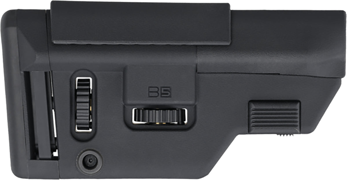 B5 Systems Precision Black Adjustable AR-Platform Buttstock with Cheek Riser