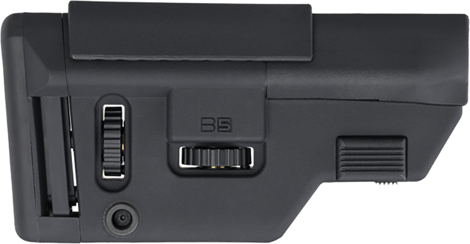 B5 Systems Precision Black Adjustable AR-Platform Buttstock with Cheek Riser