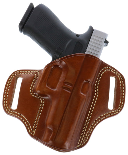 Galco Combat Master OWB Tan Leather Belt Slide Holster Fits Browning Hi-Power Springfield SA-35 Girsan MC P35 Right Hand