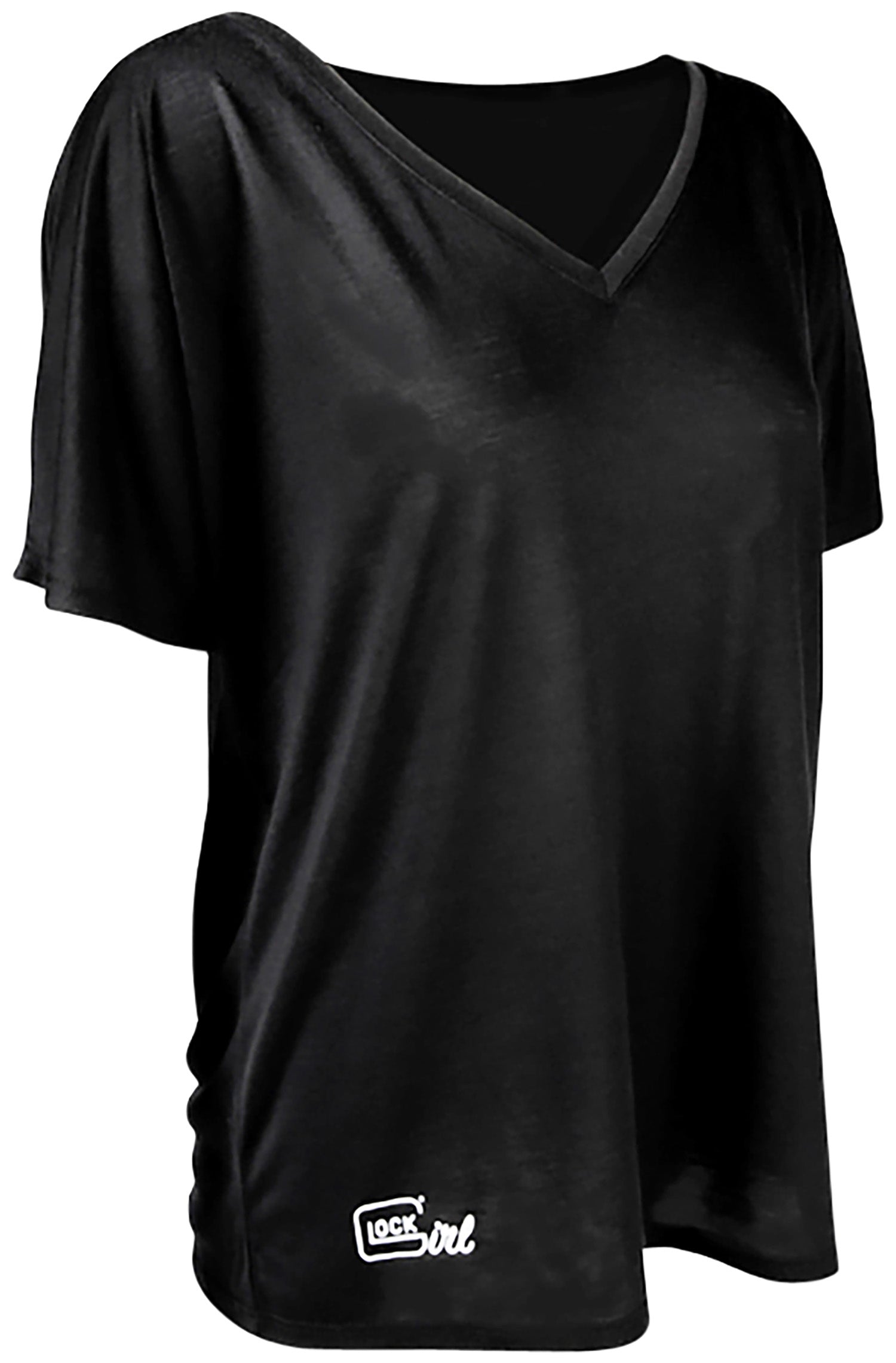 Glock Girl Relaxed Black Cotton Short Sleeve V-Neck T-Shirt Medium