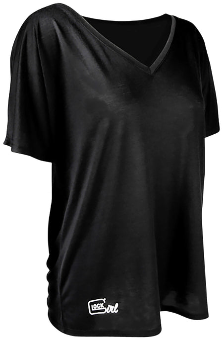 Glock Girl Relaxed Black Cotton Short Sleeve V-Neck T-Shirt Large
