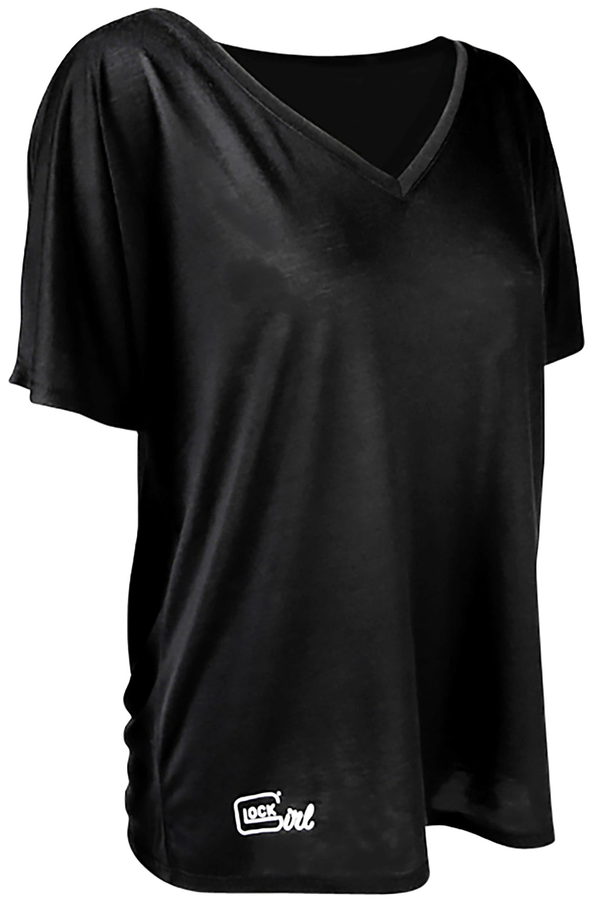 Glock Girl Relaxed Black Cotton Short Sleeve V-Neck T-Shirt 2XL