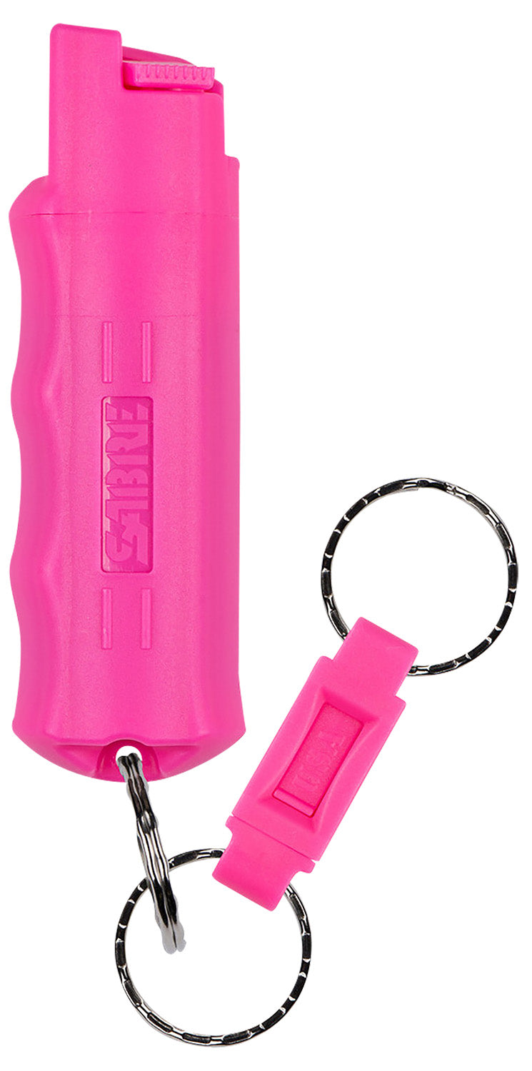 Sabre HCNBCF02 Red Pepper Spray Pink 25 Bursts 10ft Range Finger Grip Key Ring UV Dye
