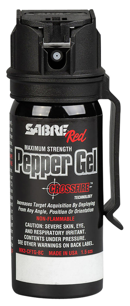 Sabre MK3CFTGBC Crossfire Pepper Gel Black Belt Clip 18 Bursts 18ft Range