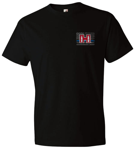 Hornady POW Blue Line Black Cotton Short Sleeve Semi-Fitted T-Shirt 3XL