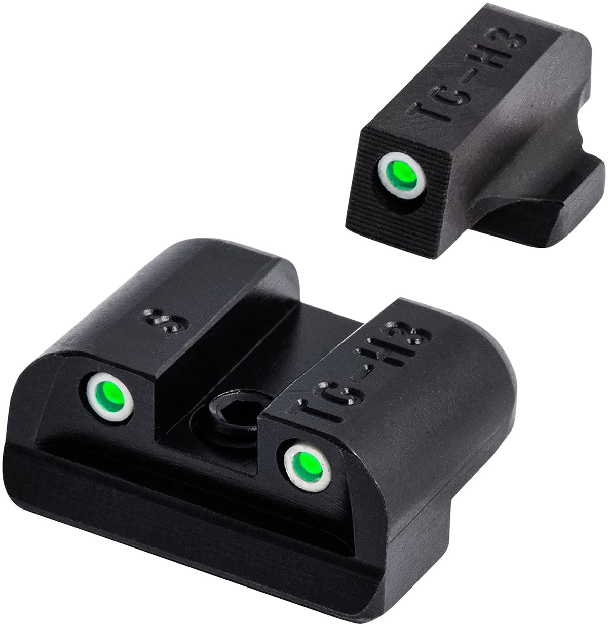 TruGlo TG231S2 Tritium Green Front & Green Tritium Rear Night Sight Set Black