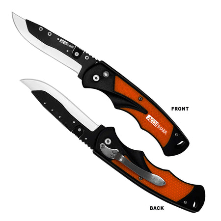 AccuSharp 741C Replaceable Blade Razor Folding Knife 3.50" - Blaze Orange Anodized Aluminum Handle with 2 Extra Blades & Belt Clip