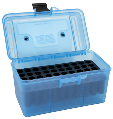 MTM Case-Gard H50RM24 Deluxe Rifle Ammo Box Clear Blue Polypropylene 50rd