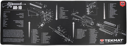 TekMat AR-10 Cleaning Mat Black/White Rubber 15"x44" with Parts Diagram