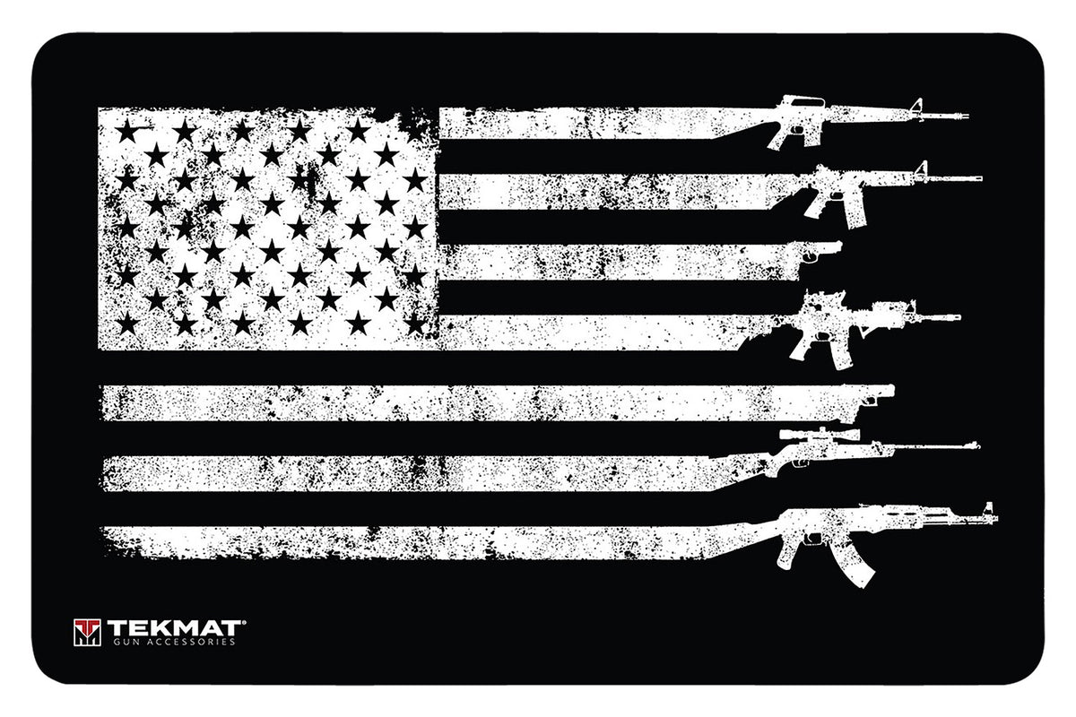 TekMat USA Gun Flag Rubber Door Mat Black/White 25"x42"