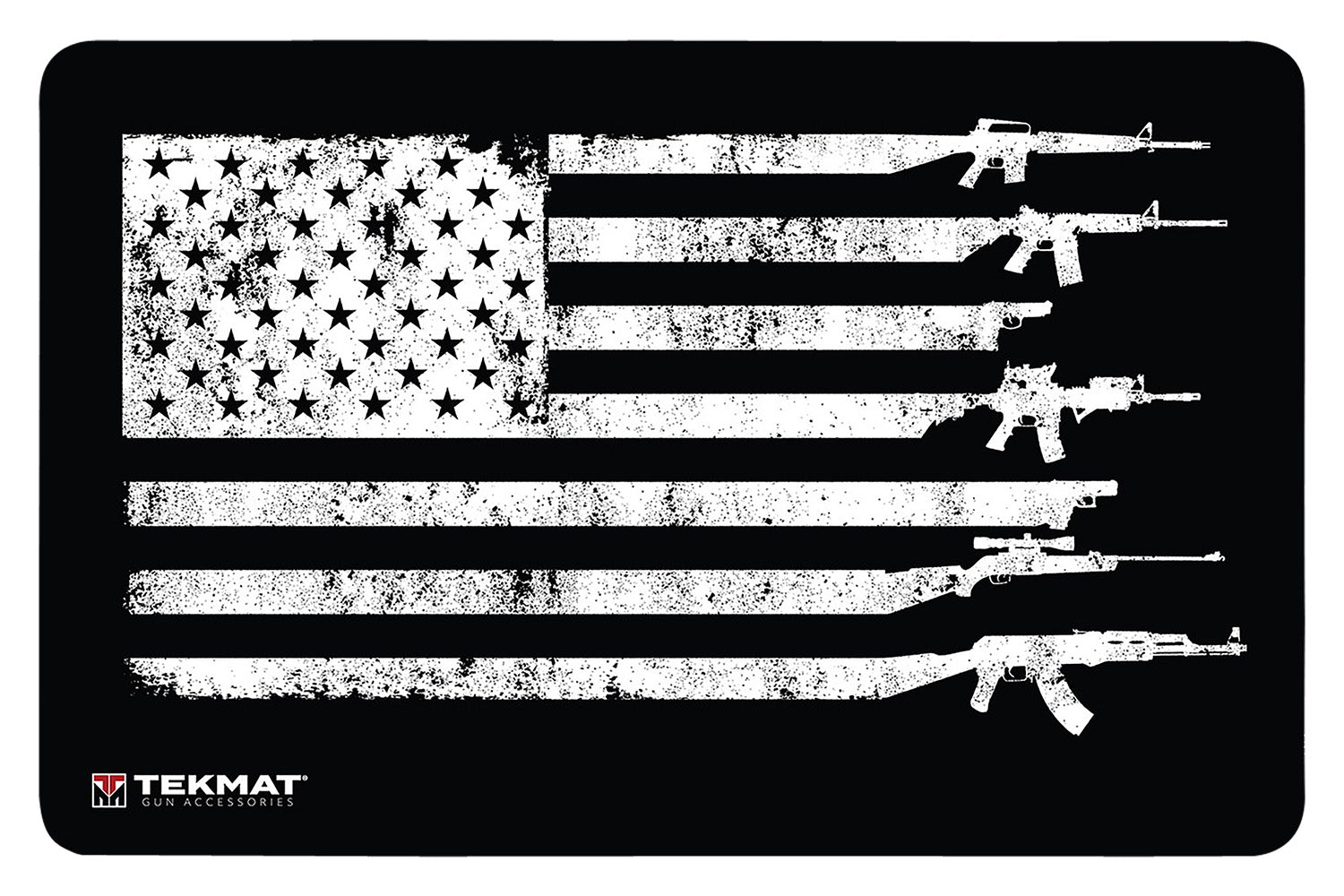 TekMat USA Gun Flag Rubber Door Mat Black/White 25"x42"