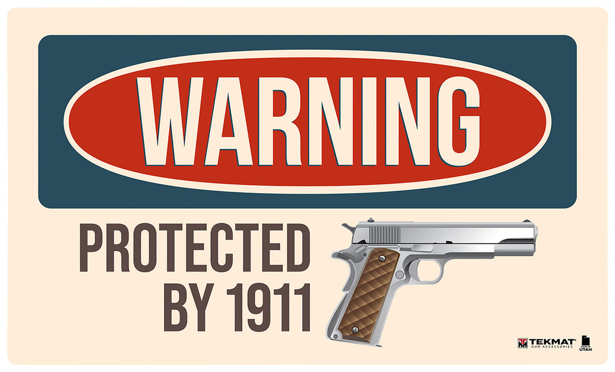 TekMat Warning Protected By 1911 Rubber Door Mat Multi-Color 25"x42"