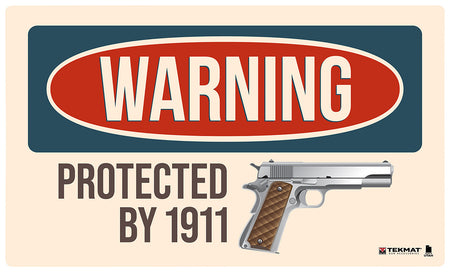 TekMat Warning Protected By 1911 Rubber Door Mat Multi-Color 25"x42"