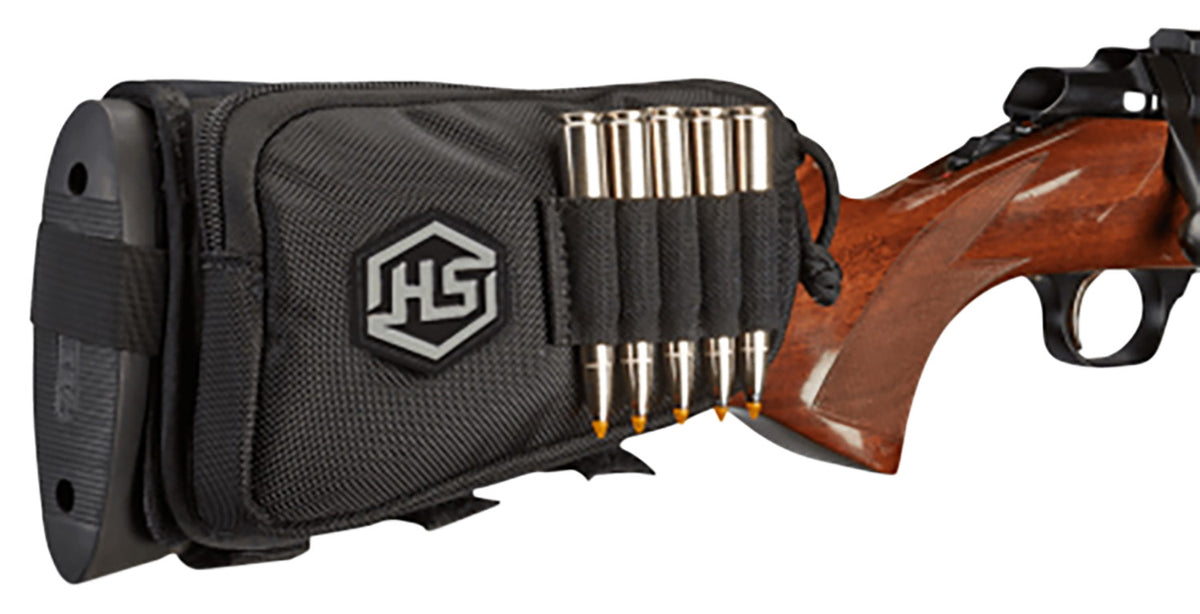 Hunters Specialties 01620 Rifle Buttstock Shell Holder with Pouch Black Polyester 5rd