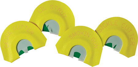 HS Strut STR05930 Premium Flex 4-Pack Turkey Diaphragm Calls Lil Strut Smokin Gun Sickle Cutter Triple Trauma Yellow