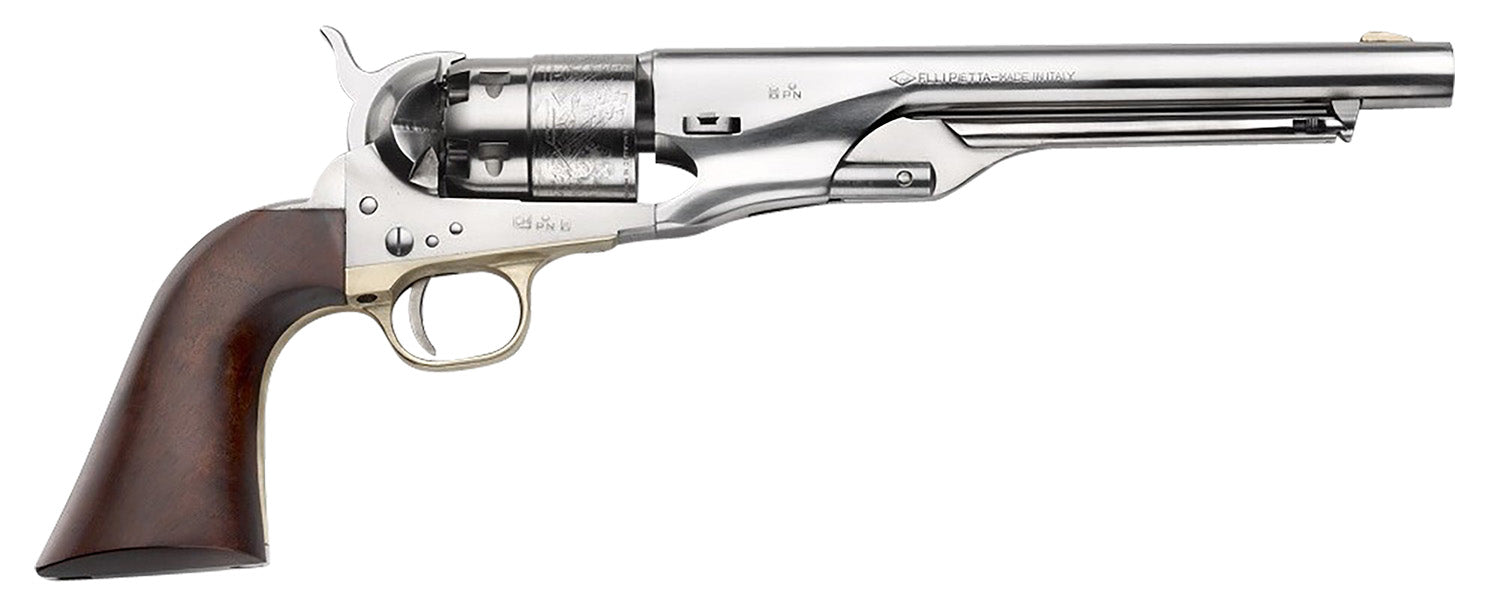 Pietta PF60OS448 1860 Army "Old Silver" 44 Cal 8" 6rd Old Silver Steel Frame, Cylinder & Round Barrel w/Walnut Grip