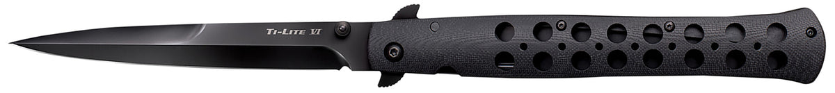 Cold Steel CS26C6AA Ti-Lite 6" Folding Spear Point Plain Black DLC Coated S35VN SS Blade Black G10 Handle with Belt Clip