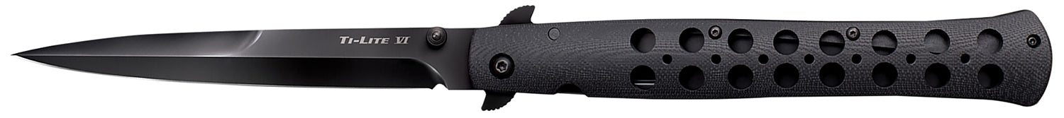Cold Steel CS26C6AA Ti-Lite 6" Folding Spear Point Plain Black DLC Coated S35VN SS Blade Black G10 Handle with Belt Clip