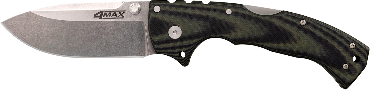 Cold Steel CS62RMA 4-Max Elite 4" Folding Drop Point Stonewashed S35VN Blade Black G10 Handle with Belt Clip