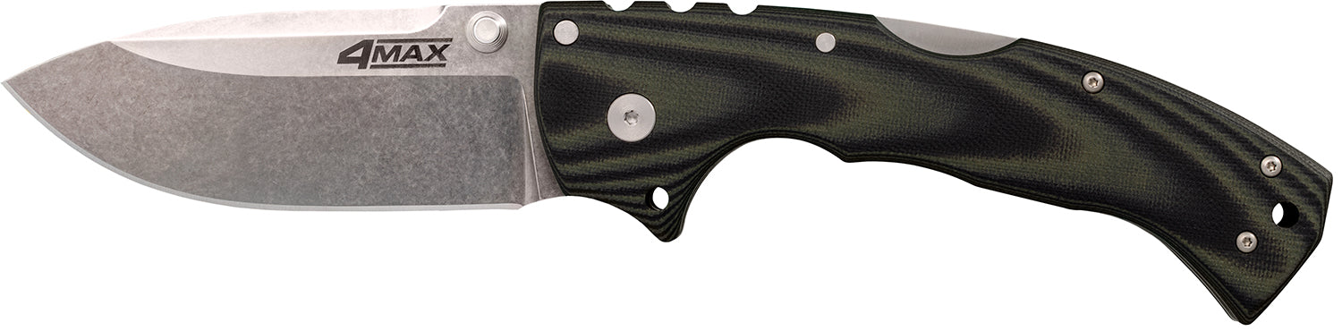 Cold Steel CS62RMA 4-Max Elite 4" Folding Drop Point Stonewashed S35VN Blade Black G10 Handle with Belt Clip