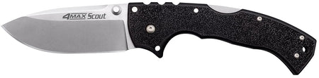 Cold Steel CS62RQZ 4-Max Scout 4" Folding Drop Point Stonewashed AUS-10A Blade Black Griv-Ex Handle with Belt Clip