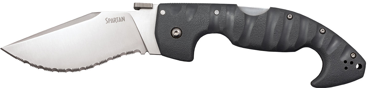 Cold Steel CS21SS Spartan 4.5" Folding Clip Point Serrated AUS-10A Blade Black Griv-Ex Handle with Belt Clip