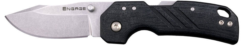 Cold Steel CSFL25DPLC Engage 2.5" Folding Clip Point Stonewashed 4116 SS Blade Black GFN Handle with Belt Clip