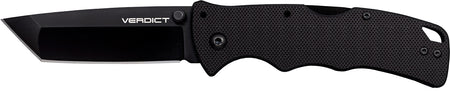 Cold Steel CSFLC3T10A Verdict 3" Folding Tanto Plain Black Matte AUS-10A SS Blade Black G10 Handle with Belt Clip