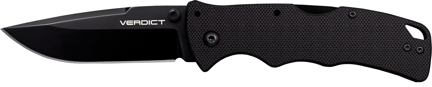 Cold Steel Verdict 3" Folding Spear Point Knife, Black Matte AUS-10A Blade, Black G10 Handle with Belt Clip