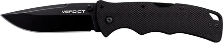 Cold Steel Verdict 3" Folding Spear Point Knife, Black Matte AUS-10A Blade, Black G10 Handle with Belt Clip