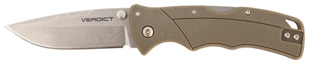 Cold Steel Verdict 3" Folding Spear Point Knife, Stonewashed 4116 SS Blade, Brown GFN Handle with Belt Clip