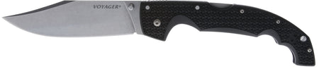 Cold Steel Voyager XL 5.50" Folding Drop Point Knife, Stonewashed AUS-10A SS Blade, Black Griv-Ex Handle with Belt Clip