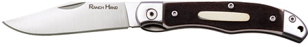 Cold Steel Ranch Hand 3" Folding Clip Point Knife, SK-5 Steel Blade, Brown Faux Sawed Bone Handle with Sheath