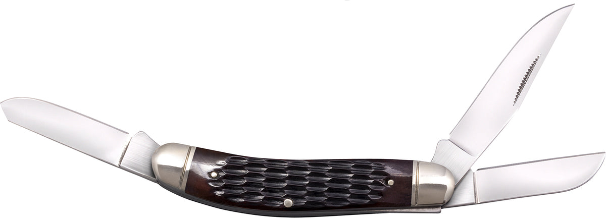 Cold Steel Gentleman's Stockman 3-Blade Folding Knife, 8Cr13MoV SS Blades, Brown Jigged Bone Handle