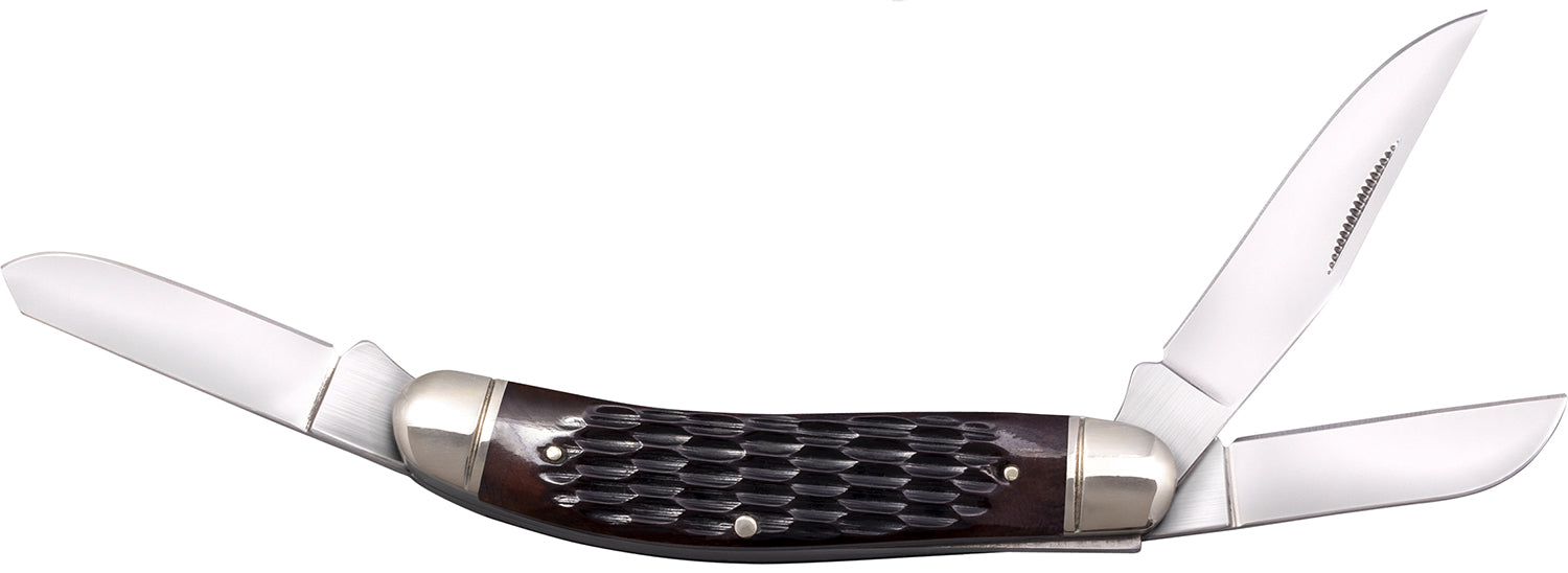 Cold Steel Gentleman's Stockman 3-Blade Folding Knife, 8Cr13MoV SS Blades, Brown Jigged Bone Handle